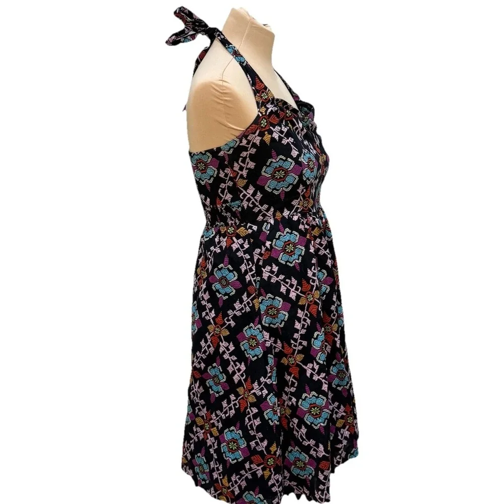 EDME‎ & ESYLLTE Primula Multicolor Halter Dress 6 Beach Vacation Coastal Romance